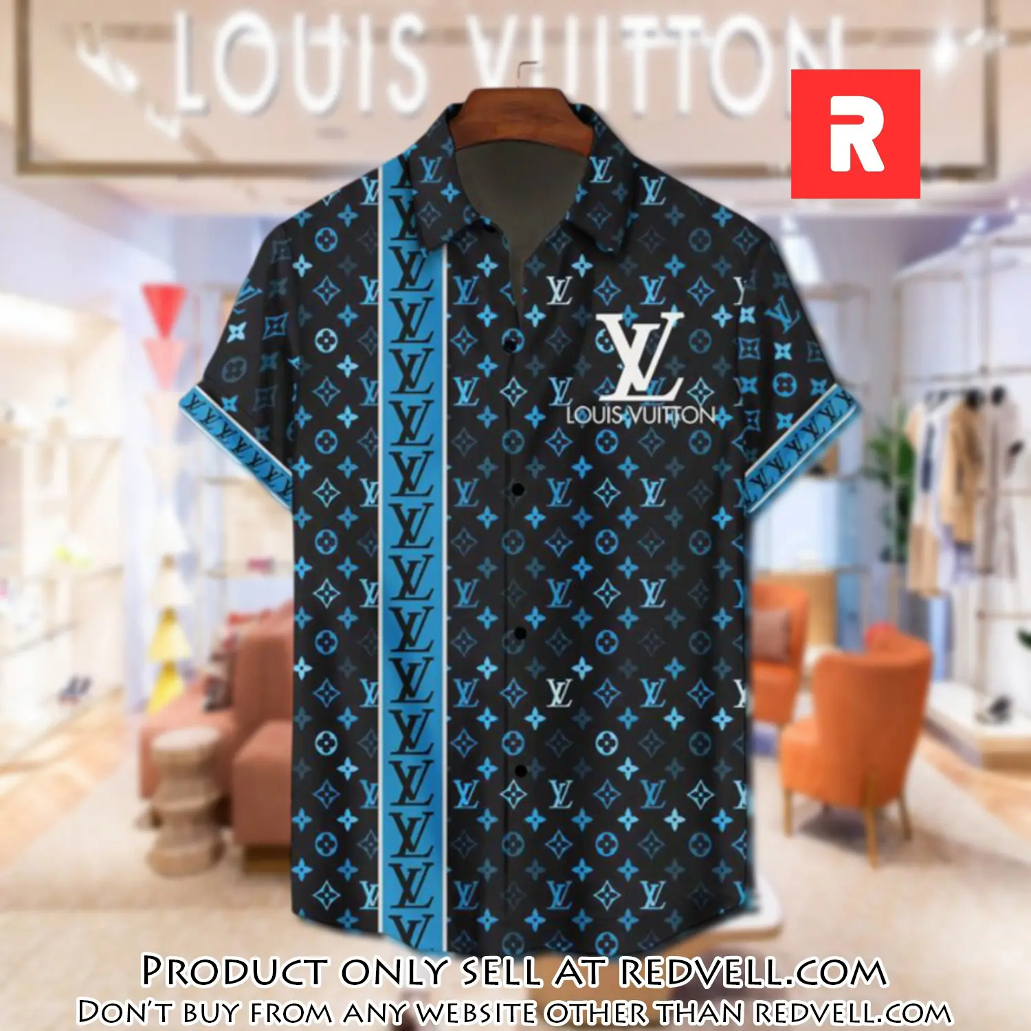 Lv louis vuitton luxury hawaiian shirt & short set lhs1195 rv4132015